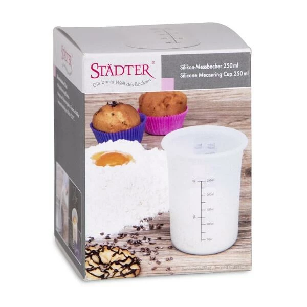 Städter Backhelfer Messbecher Ø 8 Cm / H 11 Cm Transparent Silikon 250 Ml 2 Städter Backhelfer Messbecher Ø 8 Cm / H 11 Cm Transparent Silikon 250 Ml – Bild 2