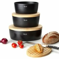 Continenta Brottopf Oval Aus Keramik Mit Holzdeckel, Matt Schwarz 30 X 23 X 13,5 Cm -Kitchenaid Shop 3730 3731 3732 2 1