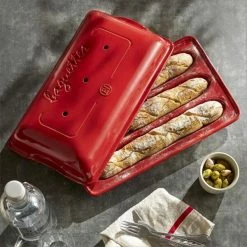 Emile Henry Baguette-Backform In Granatapfel -Kitchenaid Shop EH 5506 Amb Moule 3Baguettes Baker 3Baguettes top A