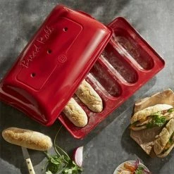 Emile Henry Mini Baguette-Set In Grand Cru -Kitchenaid Shop EH 5519 Amb Moule 5MiniBaguettes Baker SandwichTop A