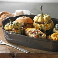 Emile Henry Gratinform Ultime Rechteckig In Feu Doux 30 X 19 X 6,5 Cm -Kitchenaid Shop EH 9652 Amb Ultime PlatFour OvenDish StuffedSquash H 1