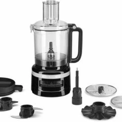 KitchenAid Food-Processor 2,1 L In Onyx Schwarz -Kitchenaid Shop FoodPro 5KFP0921OB front with all accessories around FP P210182KP 080z