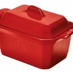 Emile Henry Foie Gras Terrine Mit Presse In Granatapfel 0,6 Liter / 15,5 X 12 Cm