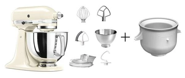 KitchenAid Küchenmaschine ARTISAN 175PS In Creme Mit Speiseeismaschine 1 KitchenAid Küchenmaschine ARTISAN 175PS In Creme Mit Speiseeismaschine