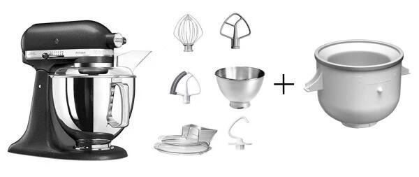 KitchenAid Küchenmaschine ARTISAN 175PS In Gusseisen Schwarz Mit Speiseeismaschine 1 KitchenAid Küchenmaschine ARTISAN 175PS In Gusseisen Schwarz Mit Speiseeismaschine