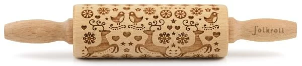 Folkroll Teigrolle Rentier Weihnacht Groß, 43 Cm 2 Folkroll Teigrolle Rentier Weihnacht Groß, 43 Cm – Bild 2